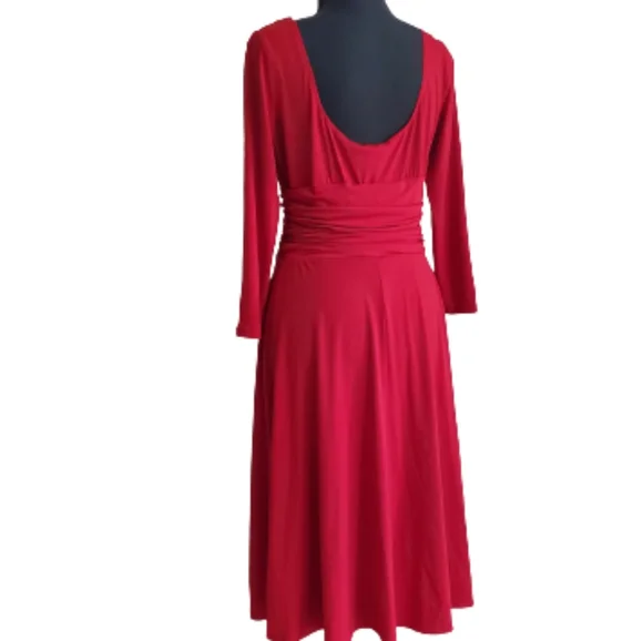 MAGGY LONDON RED DRAPE COWL NECK JERSEY DRESS ( SIZE 10) - Picture 3 of 5